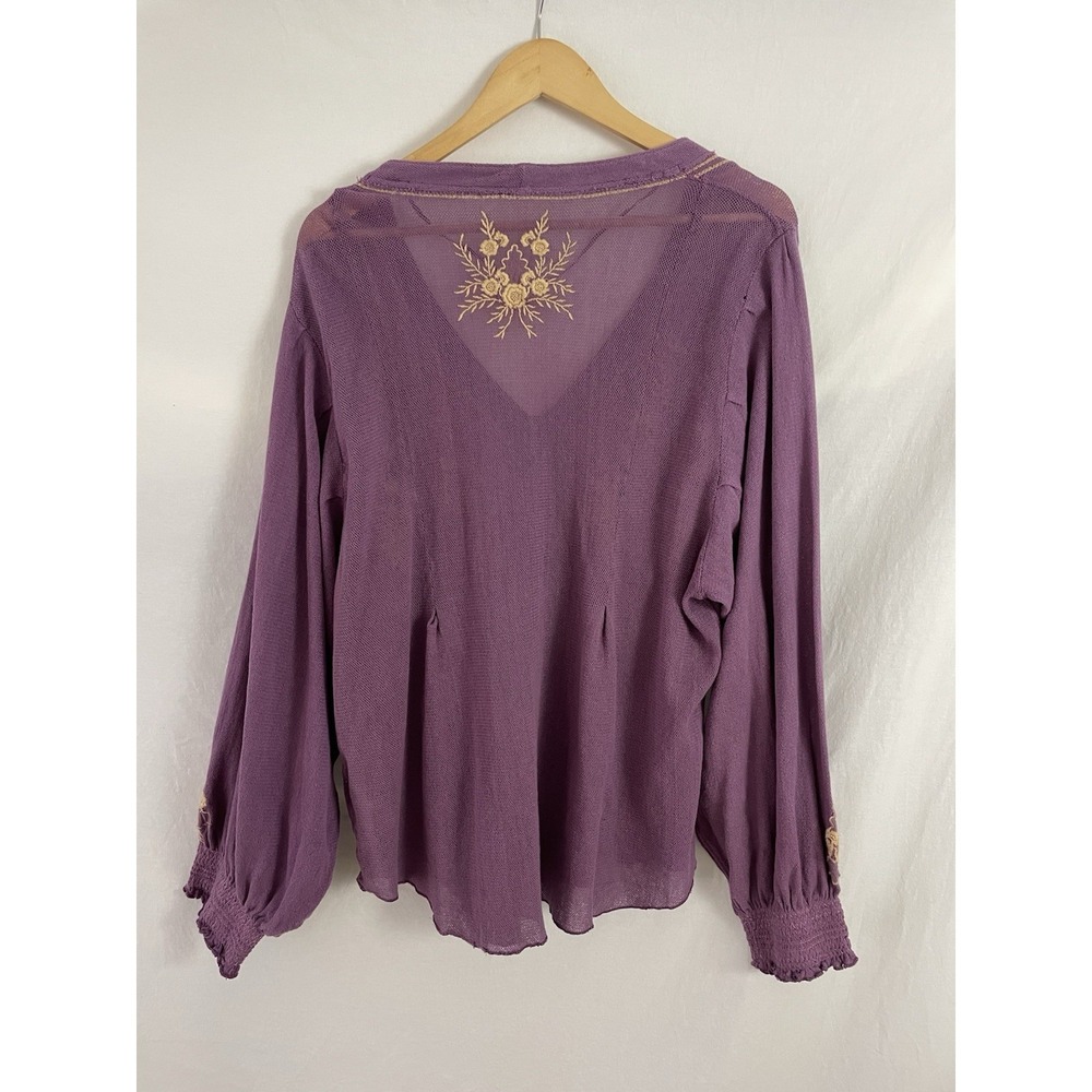 Free People Sweater Womens Large L Knit Embroidered Pullover - Picture 2 of 12